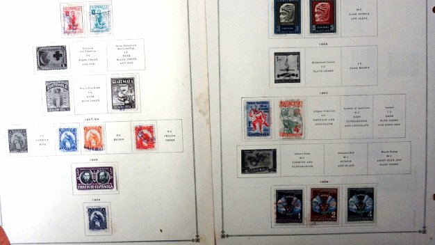 Guatemala A collection of used stamps in several album pages and with different dates from the mentioned country. En español Una...